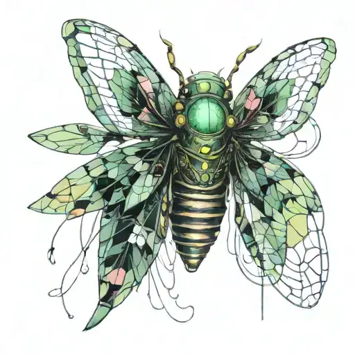 cicada flowers forming tattoo design idea