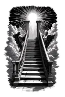 stairway to heaven walking up stairs angels sun rays clouds heaven gate at the top of the stairs  tattoo design idea