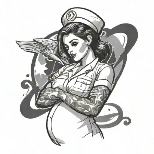 sexy nurse pregnant tattoo design idea