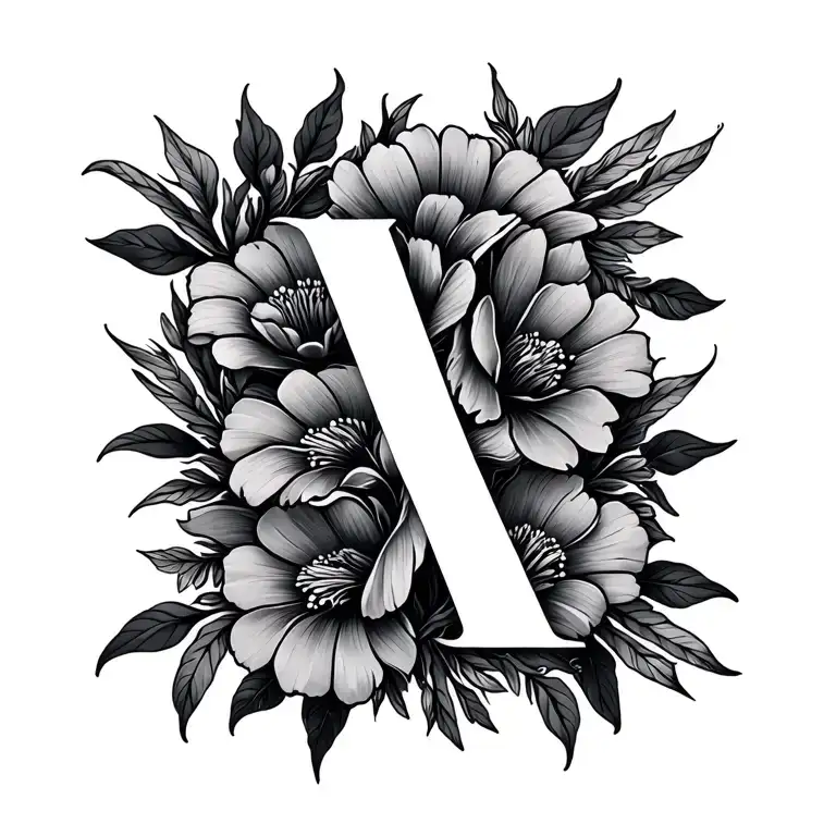 21st chromosome x floral design tattoo design idea