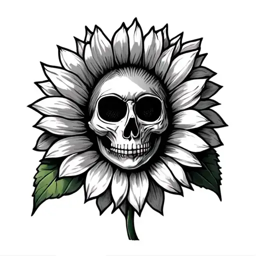 sunflower tattoo with skeletor face made tattoo design idea