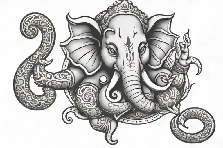 lord ganesha with scorpion and rat  tattoo design idea