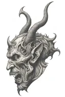 devil whispering into the ear tattoo design idea