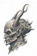 devil whispering into the ear tattoo design idea