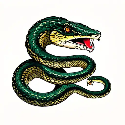 Hirondelle prisoner of a snake tattoo design idea
