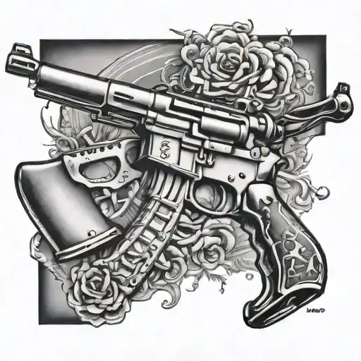 Musket with AR15 firearm and IPSC competition tattoo design idea