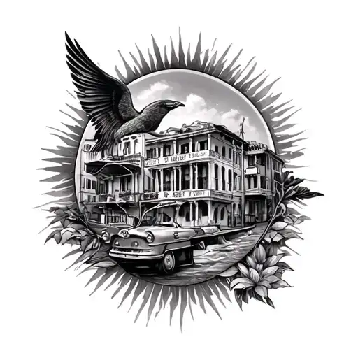 Can you create a tattoo that includes Valparaiso, Chile, Rosario, Argentina, Santa Cruz, Bolivia, and Rio de Janeiro, B tattoo design idea