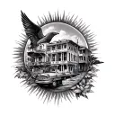 Can you create a tattoo that includes Valparaiso, Chile, Rosario, Argentina, Santa Cruz, Bolivia, and Rio de Janeiro, B tattoo design idea