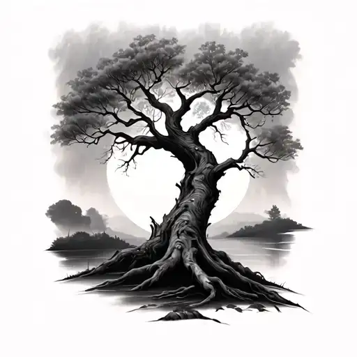 Leafless tree tattoo design idea