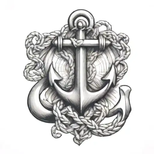 navy anchor intertwined within an oroboros tattoo design idea