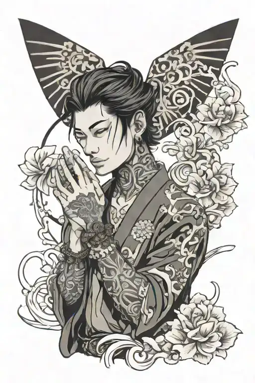 a cool guy holding diamonds in his hands holding tattoo design idea