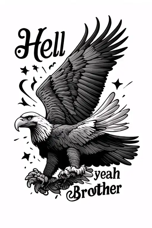"Hell yeah brother" bald eagle intertwined tattoo design idea