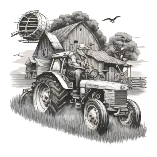 me and grandpa tractors and farmland bible jets flying tattoo design idea