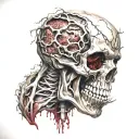 realistic Human organs, Decayed, rotting, veiny, blood vessels, bloody, guts, bleeding, melting, organs, gore, tattoo design idea