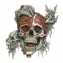 realistic Human organs, Decayed, rotting, veiny, blood vessels, bloody, guts, bleeding, melting, organs, gore, tattoo design idea