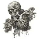 realistic Human organs, Decayed, rotting, veiny, blood vessels, bloody, guts, bleeding, melting, organs, gore, tattoo design idea