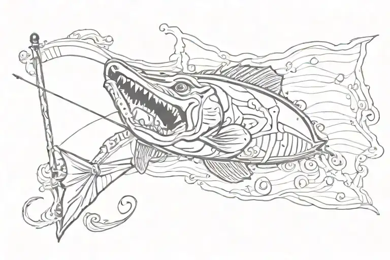 Florida state flag and fishing tattoo design idea