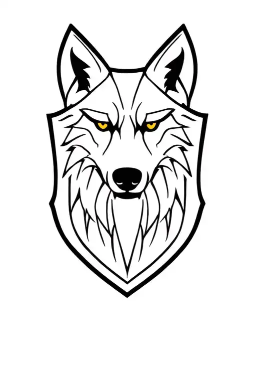 wolf face mantle on shield adorned tattoo design idea