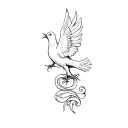 a dove and a scroll tattoo design idea