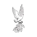 a dove and a scroll tattoo design idea