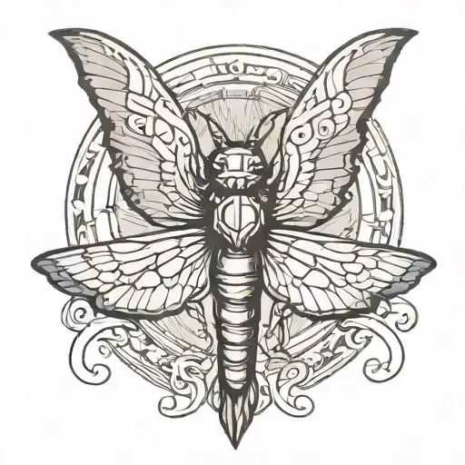 mothman cryptid perched tattoo design idea