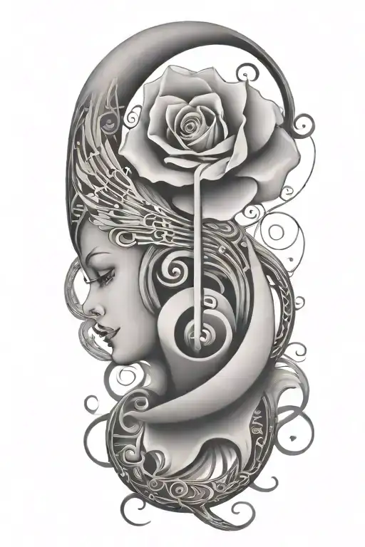 Music, Love, Karma Inspired design with Quote The Only Truth  tattoo design idea