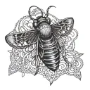 cicada surrounded by intricate patterns tattoo design idea