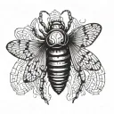 cicada surrounded by intricate patterns tattoo design idea
