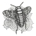 cicada surrounded by intricate patterns tattoo design idea