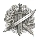 vintage weathered Viking sword tattoo design idea