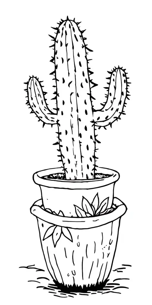 Cactus protected by a lotus tattoo design idea