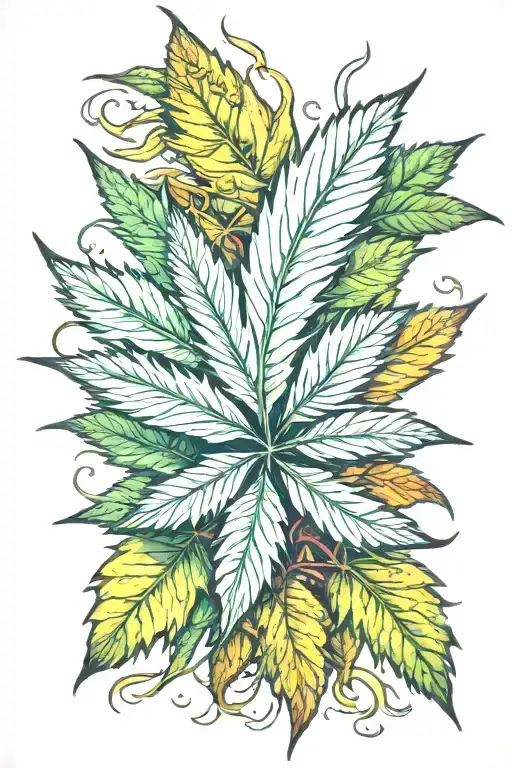 healing marijuana leaf morphing tattoo design idea