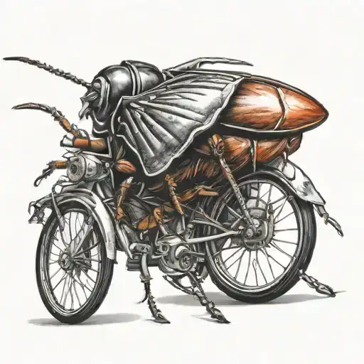 realistic 3d cockroach riding a bicycle tattoo design tattoo design idea