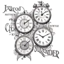 "Jarrod Matthew Chloe Rylee " 4 clocks with dates and initials engraved word SURRENDER carved tattoo design idea