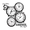"Jarrod Matthew Chloe Rylee " 4 clocks with dates and initials engraved word SURRENDER carved tattoo design idea