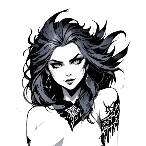 arcane league of legends depression jinx tattoo design idea