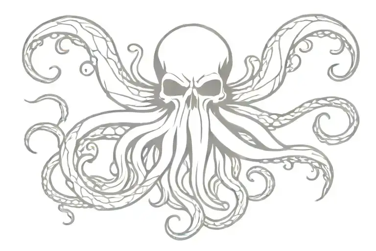 Kraken whit skulls tattoo design idea