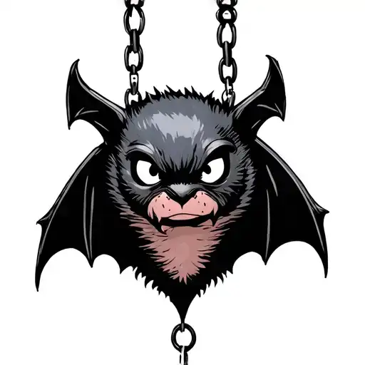 simple bat hanging upside tattoo design idea