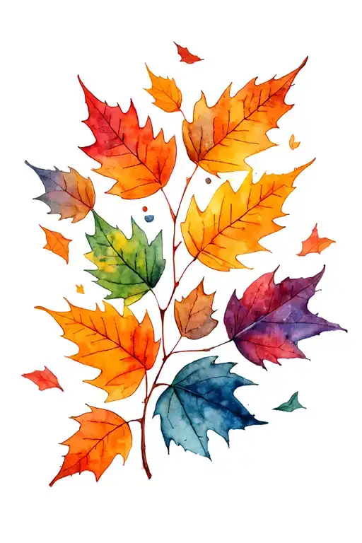autumn leaves falling tattoo design idea