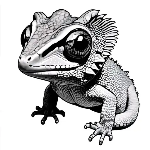crested gecko tattoo design idea