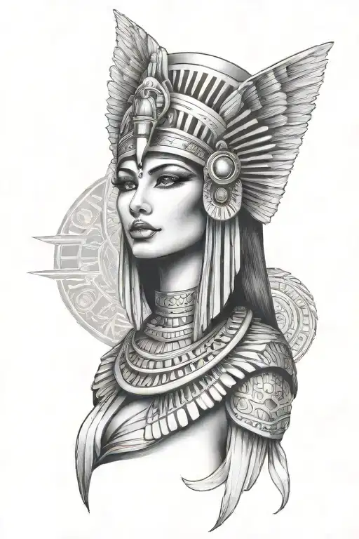Cleopatra egyptian goddess tattoo design idea