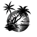 philippine map palm tree with sunset and 3 star and a sun tattoo design idea