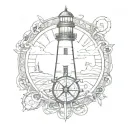 lighthouse, anchor, compass rose intertwined tattoo design idea
