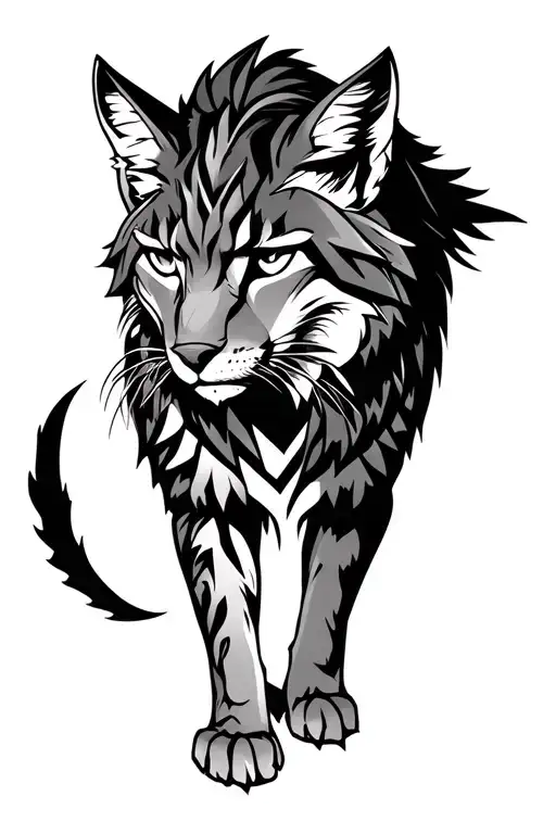 warrior lynx in armour tattoo design idea