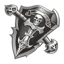 shield with tomahawk axe tattoo design idea