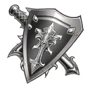 shield with tomahawk axe tattoo design idea