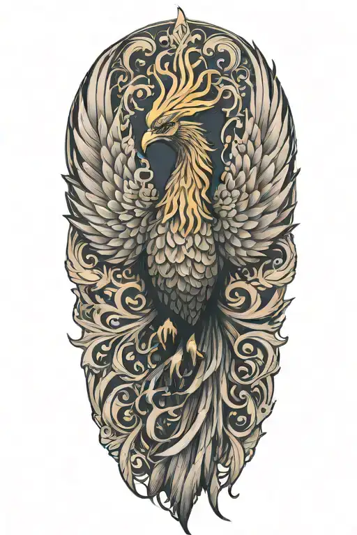 muslim phoenix rising tattoo design idea