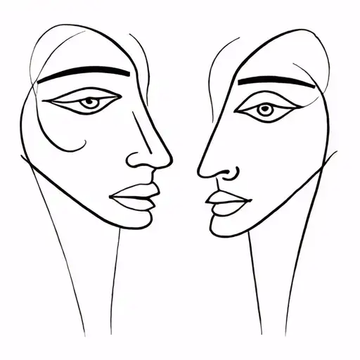 2 faces picasso inspired tattoo tattoo design idea