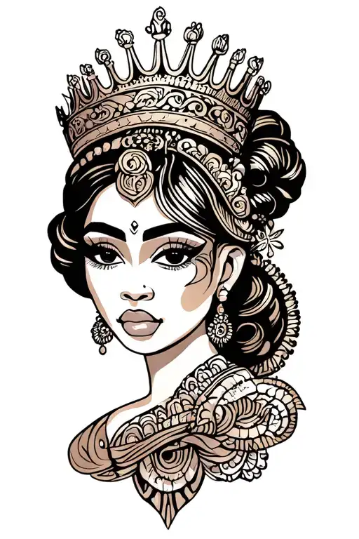 african queen crown tattoo design idea