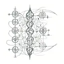 ancient runes going vertically down glowing faintly with dark energy. forgotten languages. ethereal smoke or dark cracks tattoo design idea